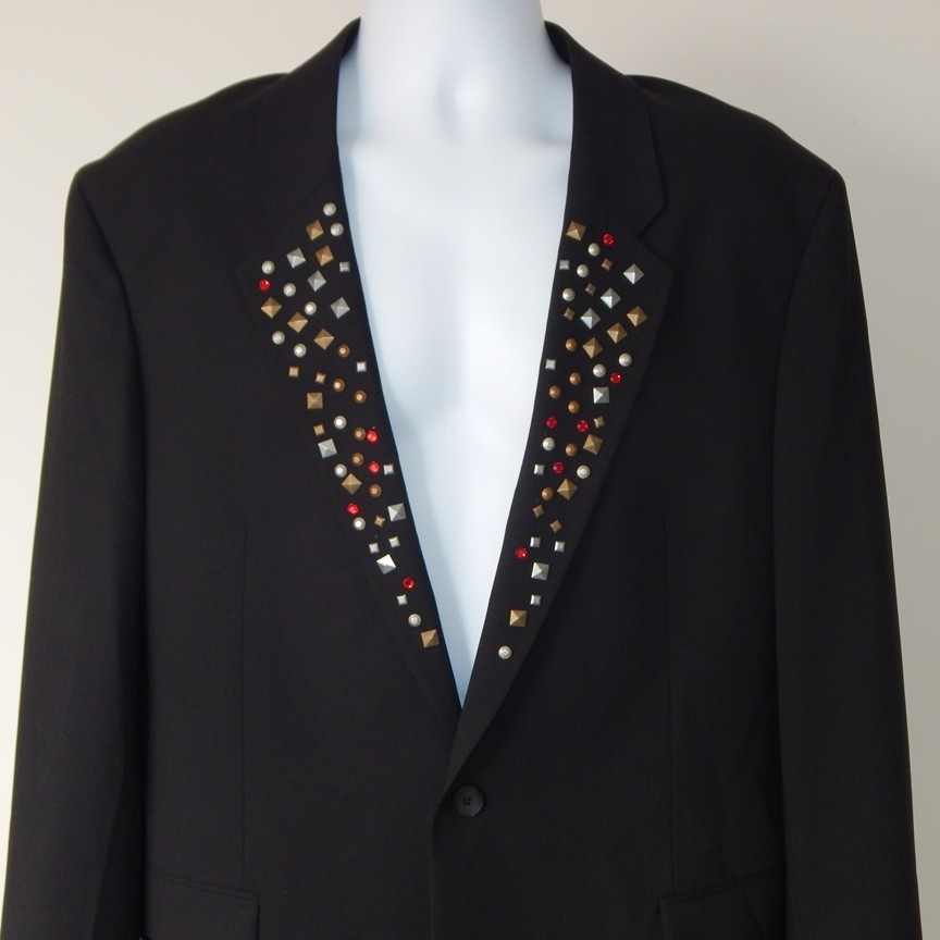 NWT HUGO BOSS Hannes241 F1X Men’s Slim-Fit Jacket Studded Lapels Black Size 44R image 4