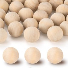 1 inch Wooden Balls, 60PCS Unfinished Round Wood Balls, 25mm Small Natural Wo...