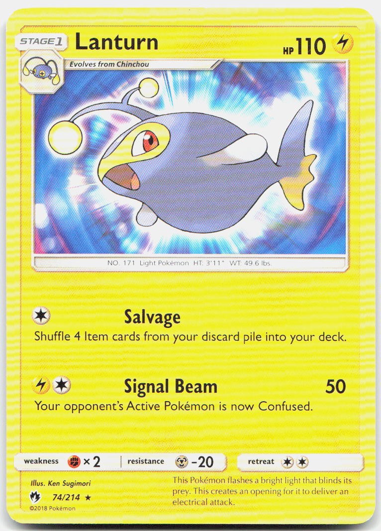 Lanturn 74/214 Rare Lost Thunder Pokemon LP