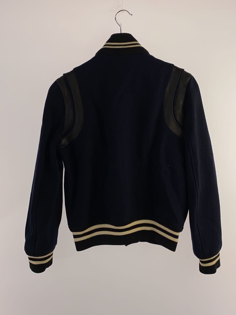 Giacca stadio Saint Laurent L 14Aw bordo in pelle blusa lana nvy 358212 1812