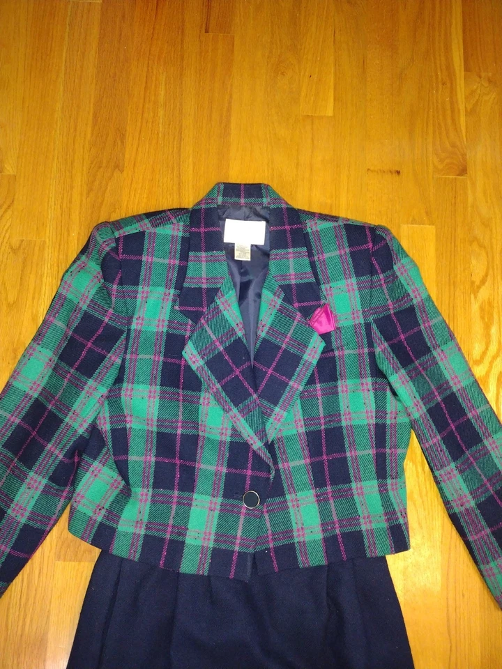 Conjunto de falda blazer vintage de lana a cuadros talla mediana Lord And Taylor Preppy Academia Foto 3 de 4
