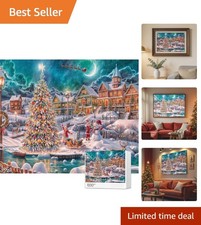 Jigsaw Puzzles for Adults, Christmas Tree Snowman Christmas Eve Night Holiday...