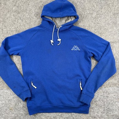 Kappa Hoodie Mens Large Blue Raglan Sleeve Embroidered Logo Zipper Pockets