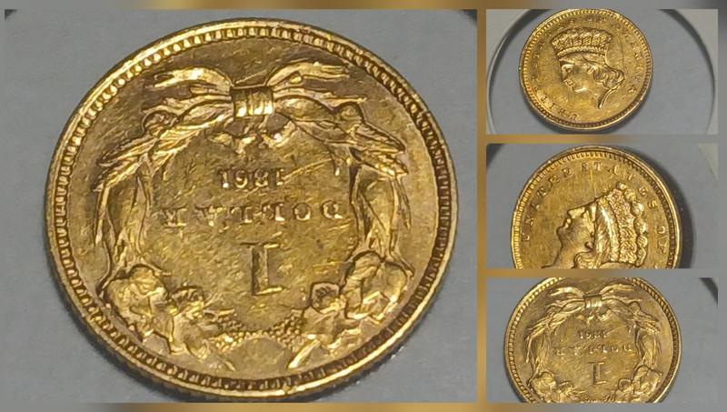 1861 $1 Gold Princess Head Type 3 There Where Only 5,986 Made. BEAUTIFUL COND.