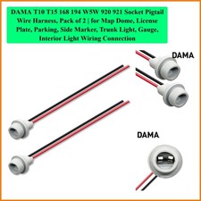 DAMA T10 T15 168 194 W5W 920 921 Socket Pigtail Wire Harness, Pack of 2  for...
