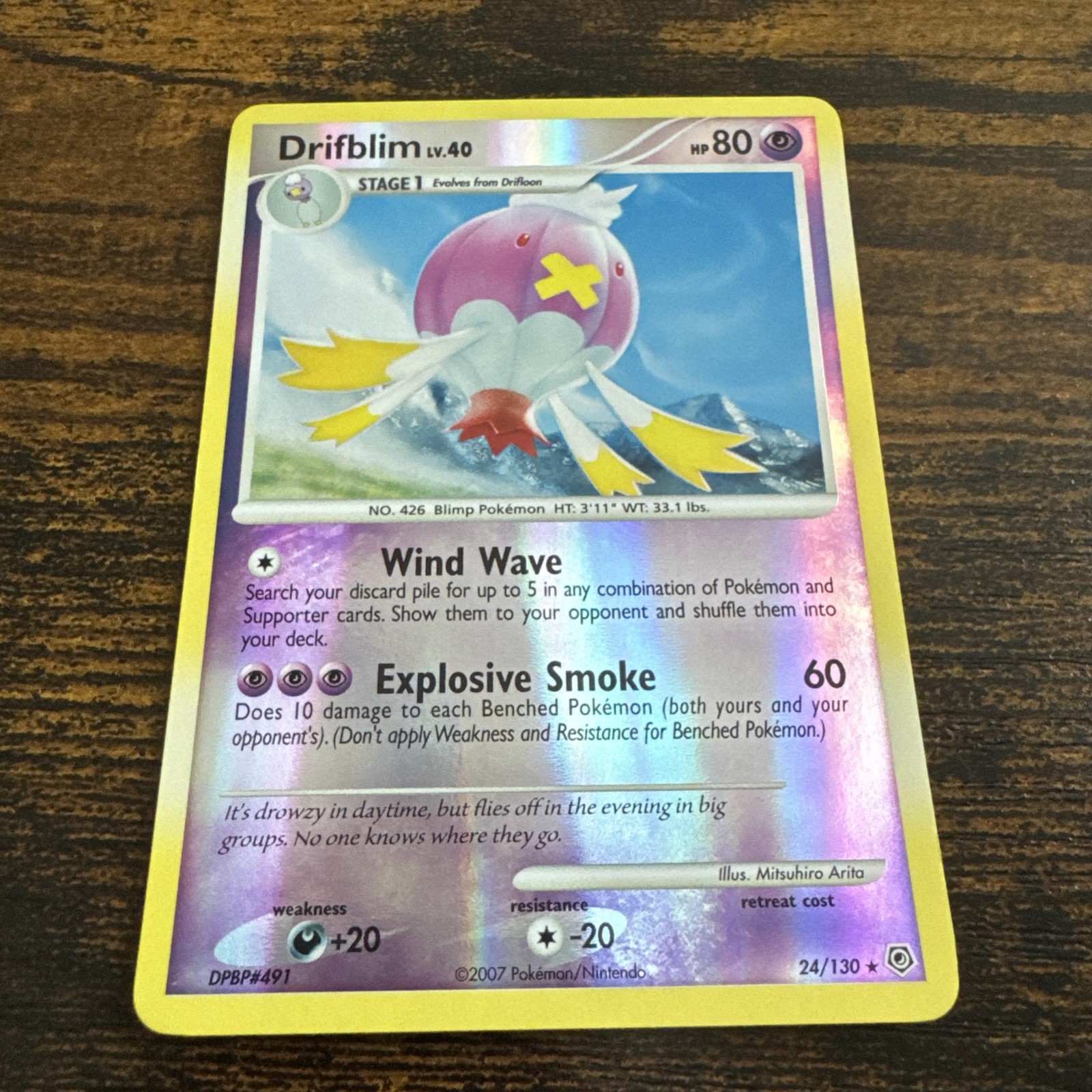 Pokemon Diamond & Pearl Base - Drifblim LV.40 - 24/130 - Reverse Holo - LP/NM