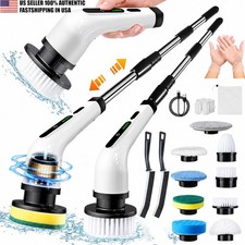 Electric Spin Scrubber 9 Heads Cordless Power Cleaning Brush Shower Tub 400rpm