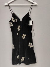 Women's Urban Outfitters Embroidered Floral Black White Size S Maxi Dress