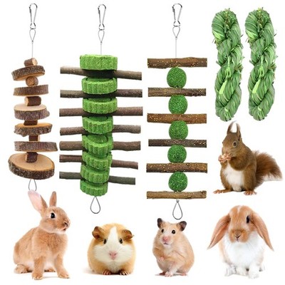 5pcs Rabbit Toys,Bunny Chew Treat for Teeth Grinding,Hanging Timothy Hay Ball...