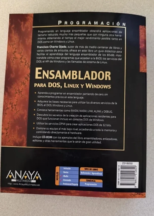 ENSAMBLADOR PARA DOS, LINUX Y WINDOWS - FRANCISCO CHARTE OJEDA - Imagen 2 de 3