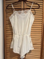 Vintage Warner's Lingerie Teddy Romper Small Whimsy Satin Lace Bridal Coquette