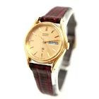 Vintage Seiko SQ Gold Tone Day Date 23mm Womens Watch 8523-0119 w New Battery