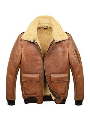 Men s Sheepskin Leather Bomber Jacket B3 Aviator Flying Coat Faux Fur Lined