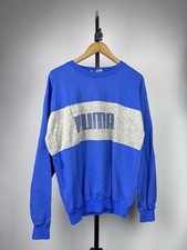 RARE Vintage 80s Retro Puma Color Block Sweatshirt Blue Grey Men s L Size