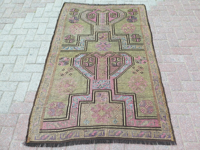 Antique Anatolia Rug Handmade Wool Rug Bedroom Rug Pale Color Carpet 42''x67''