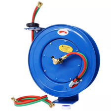 Retractable Welding Hose Reel 1/4 In. X 50 Ft. Twin Oxygen Acetylene Rubber Hose