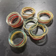 Large Lot Indian Pakistani Bangle Bracelets Mixed Colors Tone Costume Jewelry
