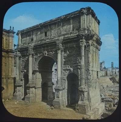 Photo ROME ARCH OF SEPTIMIUS SEVERUS ITALY C1890 Magic Lantern Slide HAND TINTED
