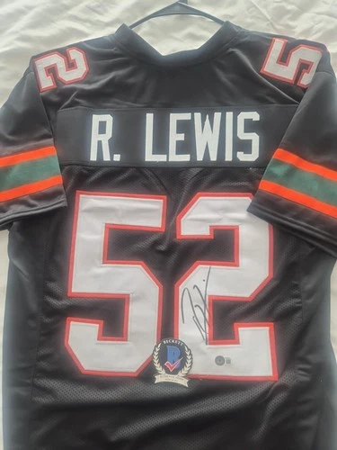 Ray Lewis Signed Jersey Baltimore Ravens Miami Hurricane #52 NFL NCAA