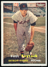 1957 Topps #77 PAUL FOYTACK Detroit Tigers MLB baseball card EX+