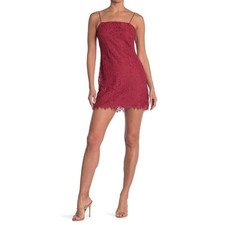 Row A Women's Lace Mini Shift Dress in Rust Medium MSRP $30