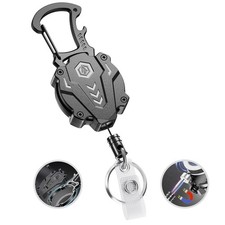 Retractable Badge Holder wi/ 31" Heavy Duty Retractable Badge Reel Keychain Clip