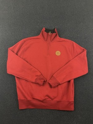 Guinness Sweatshirt Mens Medium Red 1/4 Zip Pullover Mock Neck Brewery Logo Beer
