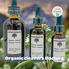USDA Certified Organic Handcrafted Cleavers Vegetable Glycerin Tincture Double
