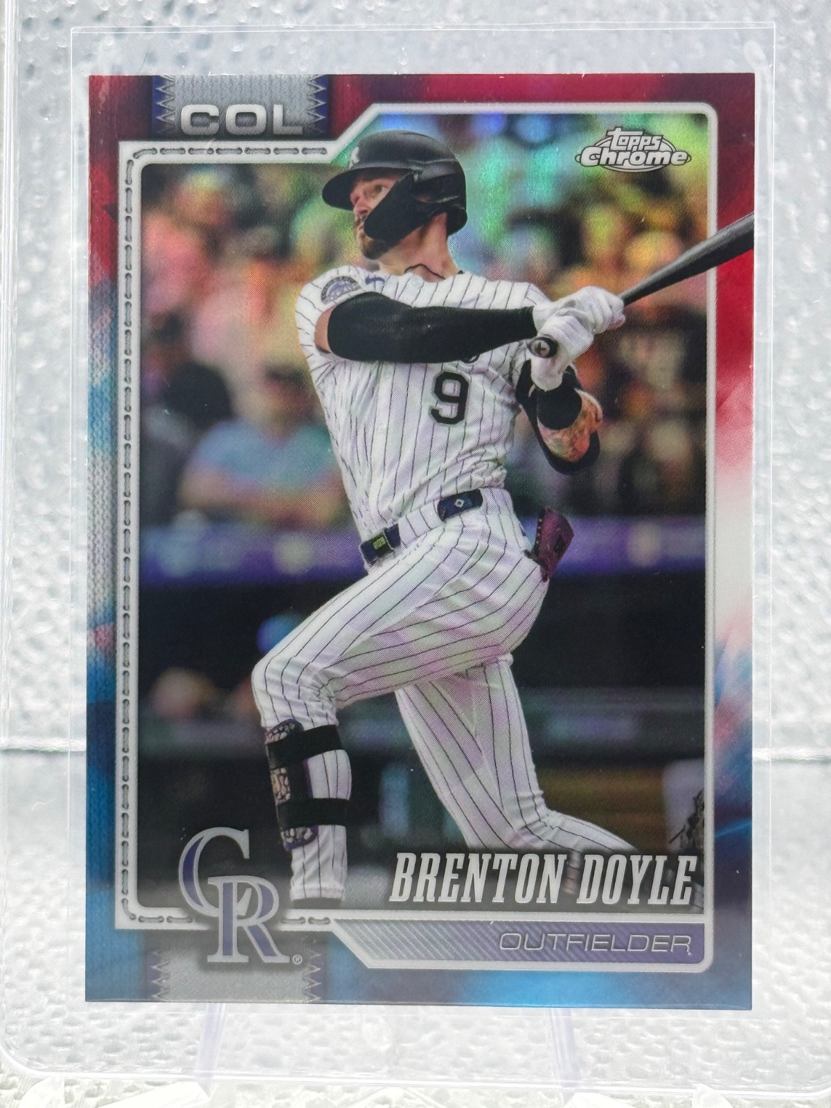 Brenton Doyle 2026 Topps Chrome Red White and Blue Refractor Rockies #125
