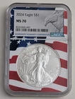 2024 SILVER EAGLE NGC MS70 FLAG CORE 1 OUNCE SILVER COIN SKU 8323365-447