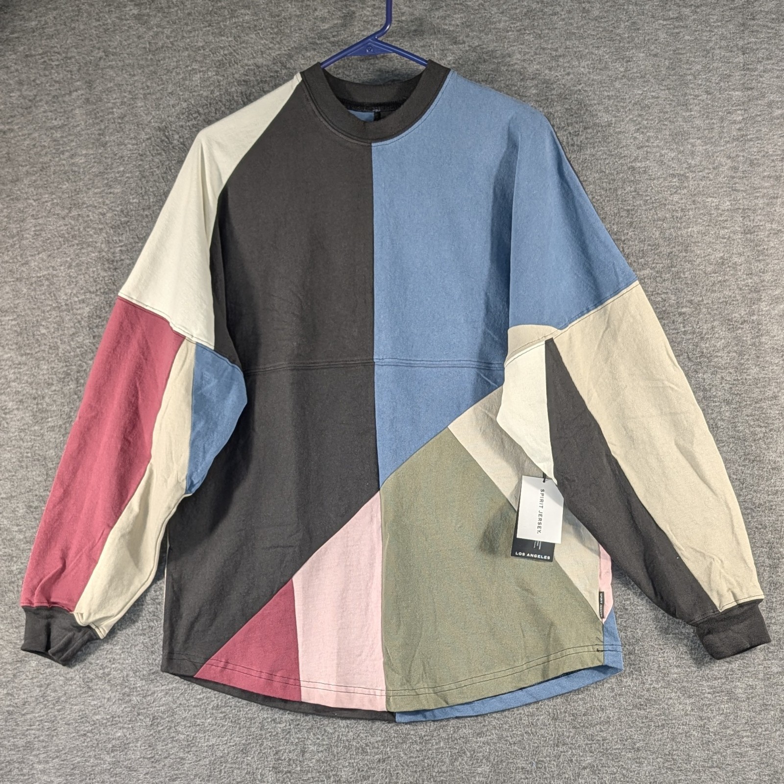 SPIRIT JERSEY Long Sleeve Shirt Size Medium Comfort Colorblock Oversized