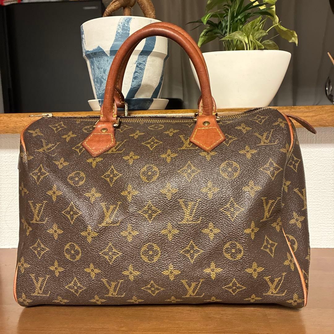 LOUIS VUITTON Monogram Speedy 30 Handbag Boston Bag Brown Authentic