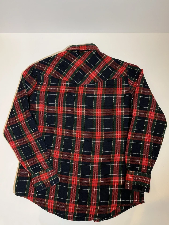 Vintage JC Penny Shirt Mens Large Tall Red Flannel Pearl Snap The Men's Shop 80s - Image 3 of 4