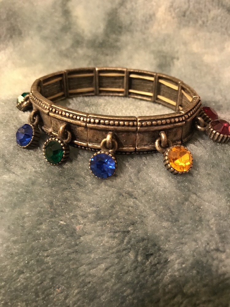 Jeweled Stretch Bracelet with Colorful Charm Accents  -image