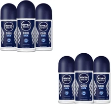 Nivea for Men Cool Kick Anti-Transpirant Deodorant ROLL-ON, 50 ML  1.7 OZ 6 Pack