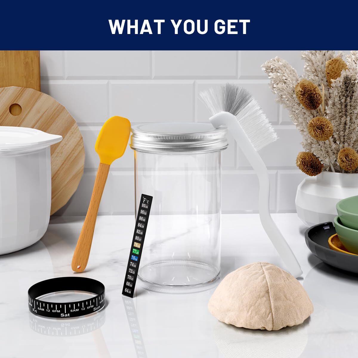 Kit Lievito Madre TOKSEO - Barattolo Vetro 1000 Ml, Accessori Inclusi, Fatto In Casa! - Foto 2