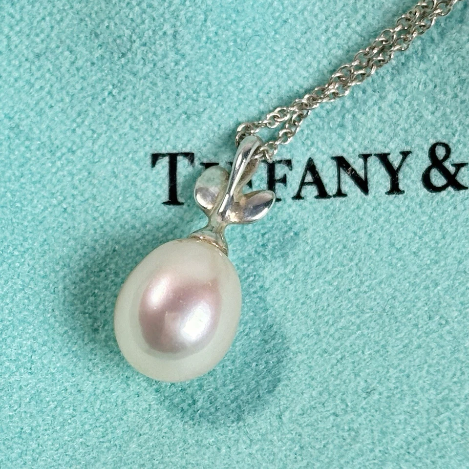 Tiffany & Co Hoja de Olivo Perla Collar Colgante Paloma Picasso Caja Bolsa Foto 2 de 4