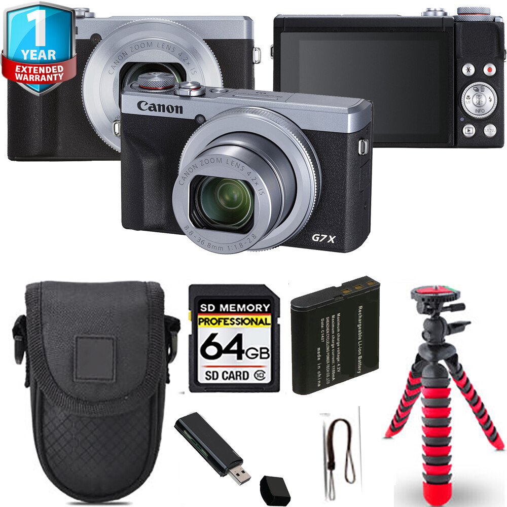 Canon PowerShot G7 X Mark III (Silver)+ Spider Tripod + 1 Yr
