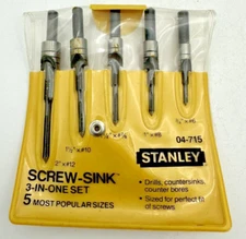 Stanley Screw-Mate Screw Sink Set Boatbuilder Countersink Drill USA NOS 04-715