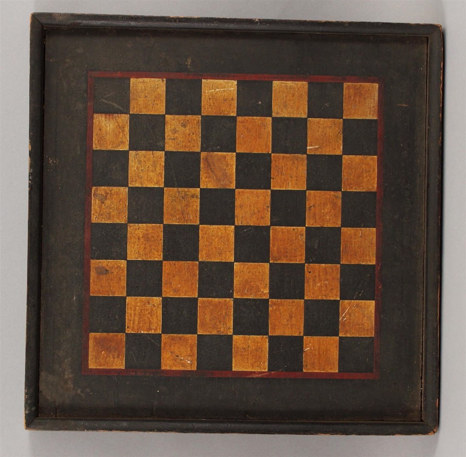 Antique 19thC American Primitive Folk Art Gameboard, CutNails