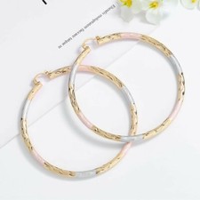 18k Layered Real Gold Filled Round Hoop Earrings Multi colors 60mm