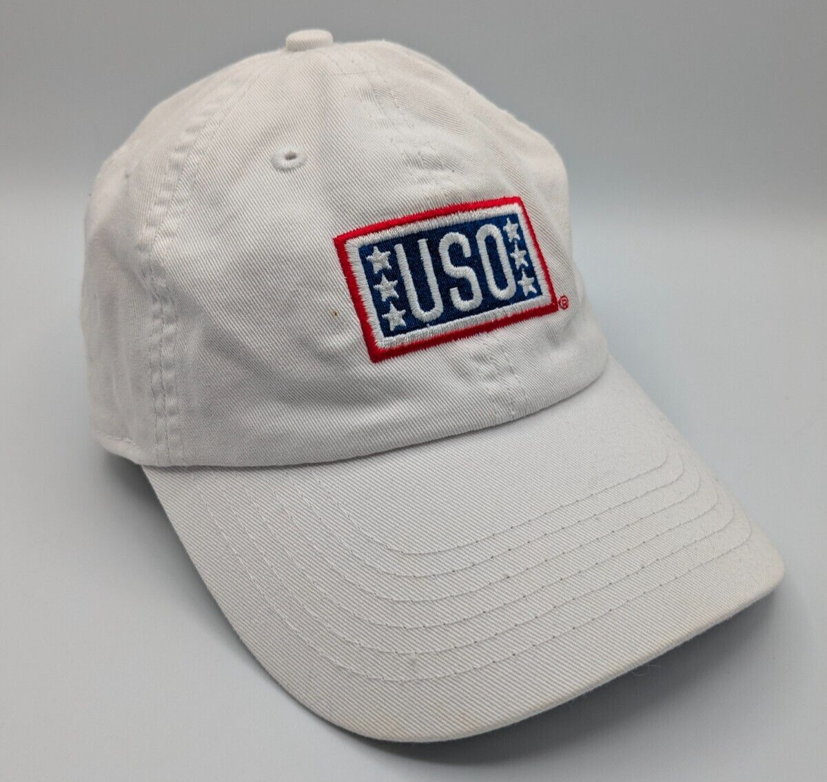 USO Baseball Hat - Red, White, and Blue USO Logo with Support Our Troops