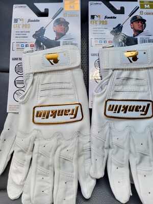 2-FRANKLIN CFX PRO GOLD SERIES ADULT BASEBALL BATTING GLOVES, NWT,  2-PAIR-MED