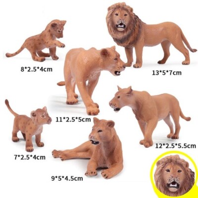 6pcs Lion Wild Farm Animal Toy PVC Action Figure Kids Toys Party