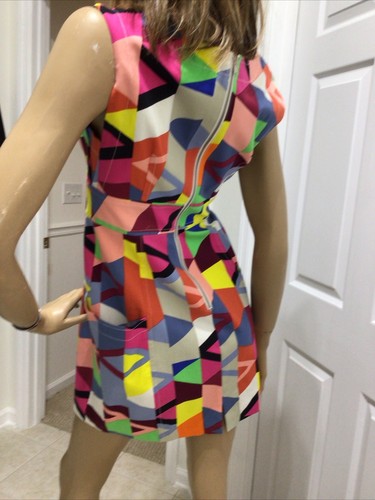 TRACY REECE PLENTY Pocketed SHIET Dress Size 4 Multi HAPPY GEO Color geometric - Picture 7 of 8