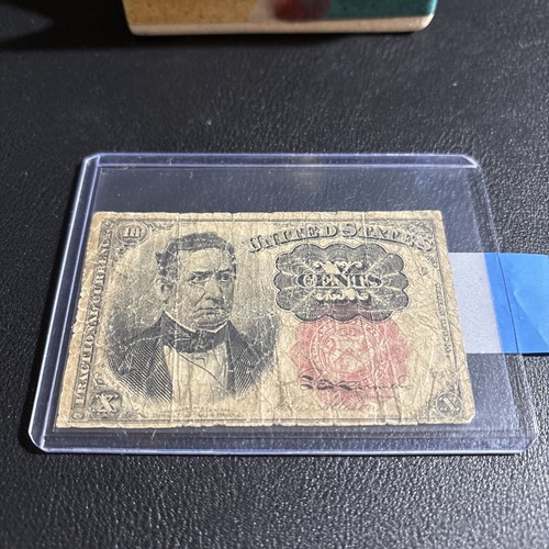 1874 $.10 Fifth Issue Fractional Currency Obsolete Bank Note Bill good Condition - Picture 2 of 4