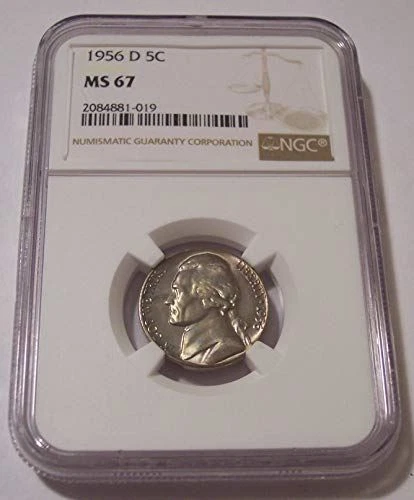 1956 D Jefferson Nickel MS67 NGC Nice Toning