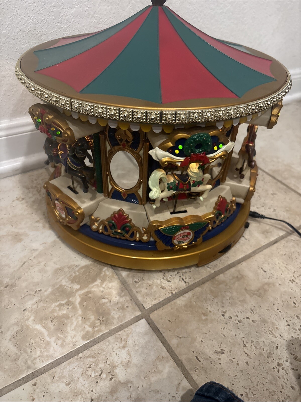 Vintage Mr. Christmas Merry Go Round Musical Animated Carousel SEE DESCRIPTION