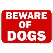 Beware of Dog Sign, Red Background,
