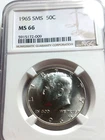 1965 KENNEDY HALF DOLLAR SMS NGC MS66